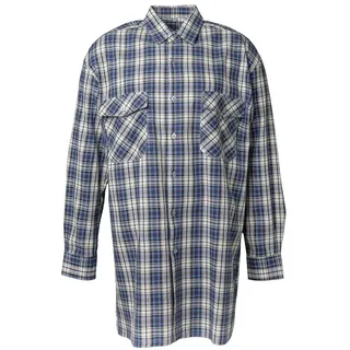 Planam 450039 Hemden Flanellhemd 2001 1/1 Arm, Blau Kariert, Größe 39/40