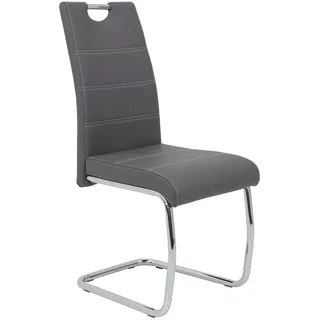 Hela 4er Set Hela Freischwinger Flora Lederoptik Grau