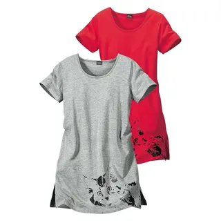 vivance dreams by lascana Nachthemd mit Katzenprint Rot/Grau 32/34