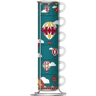 Bialetti Winter Wonderland Kaffeebecher-Set, Porzellan, Türkis, 80 ml, 6 Stück (6 Stück) – Marke EAN: 8006363075145