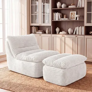 MALOL Sofas & Couches mit Ottomane, Schlafsofa, Boneless Couch mit Schlaffunktion, Relaxsessel, Spielsofa, Schlafsofa & Gästebett für kleine Räume, Sessel fürs Schlafzimmer & Wohnzimmer, Beige