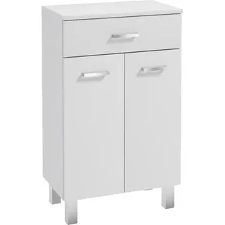 Domodomo Stand-Badschrank schmal - 85 x 50 x 30 cm weißer Badschrank mit Aufsatz, lackierter Badezimmerschrank mit Schublade - Weiß