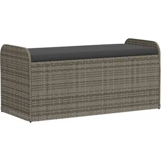Sitzbank mit Stauraum & Kissen Grau 115x51x52 cm Poly Rattan - Grau