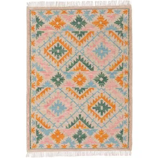 benuta Pure Kelim handgewebt Zohra Multicolor/Beige 120x170 cm , Textil , Orientalisch , Rechteckig , 120x170 cm , Care & Fair, Handmade in India , pflegeleicht , Teppiche und Böden, Teppiche, Webteppiche
