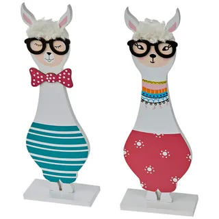 Mopec Figur Flamme aus Holz mit Brille, 2er-Sortiment, 31 cm, mehrfarbig, Einheitsgröße, 2 Stück
