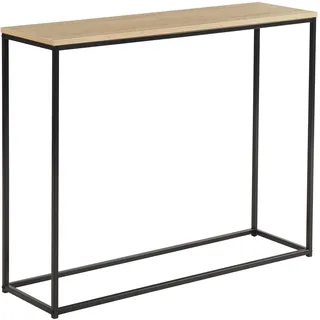 BAÏTA Konsolentisch Arche Industriestil aus MDF und Metall, Dekor Eiche und Schwarz, L 100 x T 30 x H 80,5 cm