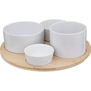 Sg secret de gourmet - Aperitif-set "white" 5-teilig aus bambus - Weiß, Braun