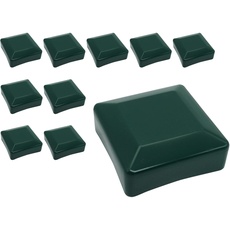 SKIR'CO (10 Stück) Zaunpfahlkappen Vierkant 70 x 70 mm Grün Kunststoffkappen für Zaunpfosten moosgrün RAL 6005