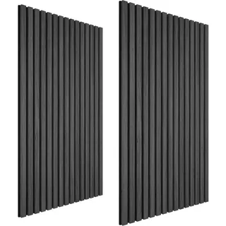 tectake Akustikpaneele Sonic Wall, je 60 x 120 x 2,1 cm, Größe flexibel anpassbar, Eiche schwarz , Schwarz , Holz , 60x2.1x120 cm , Ce , Tapeten & Wandverkleidungen, Akustikpaneele
