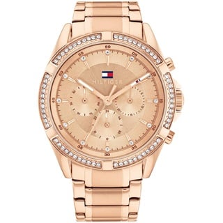 Tommy Hilfiger Multi Zifferblatt Quarz Uhr für Damen mit Roségoldfarbenes Edelstahlarmband - 1782617