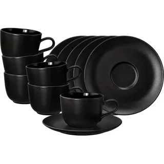 SELTMANN WEIDEN Kaffeetasse mit Untertasse 0,26 l Schwarz 6 St.