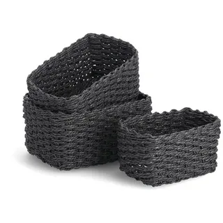 Korbset , Dunkelgrau , Textil , rechteckig , 24x18x13 cm , Ordnen & Aufbewahren, Körbe, Dekokörbe