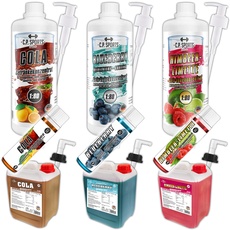 C.P. Sports Getränkekonzentrat NEUE SORTEN – 1L, 5L, 25ml Test-Mix – Dosierung 1:80 – kalorienfrei, zuckerfrei, aspartamfrei – Vitamine – Konzentrat Sirup Getränkesirup Sport – 1 Liter Blueberry