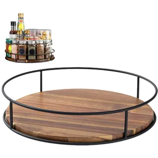Drehteller Organizer 30cm/12in, 360° drehbarer Lazy Susan Gewürzregal aus Holz, rutschfester Schrank Küchen Organizer für Gewürze Snacks Badezimmerutensilien für Arbeitsplatte Kühlschrank Speisekammer