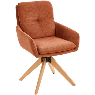 Livetastic Armlehnstuhl , Rostfarben , Holz, Metall, Textil , Eiche , massiv , Füllung: Schaumstoff , konisch , 59x91x65 cm , Holzmöbel, Sitzgelegenheiten Holz, Holzstühle