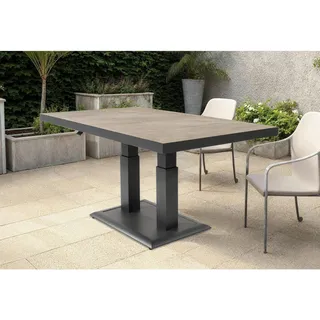 Ambia Garden Gartentisch , Anthrazit, Schieferfarben , Metall, Keramik , rechteckig , eckig , 85x50-72x140 cm , höhenverstellbar , Gartenmöbel, Gartentische, Gartentische