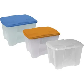 Aufbewahrungsbox M31 Kunststoffbox 20Ltr 390x290x272 Spielzeugbox Wäschebox Regalbox Deckel, Farbe:Orange - Orange