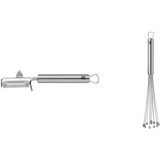 WMF Profi Plus Kartoffelschäler Pendelklinge 19 cm, Cromargan Edelstahl teilmattiert & Profi Plus Rührblitz 27 cm, Schneebesen Edelstahl -Kugeln, Cromargan Edelstahl teilmattiert, Rührbesen, Quirl