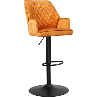 Happyment BarHocker Lizio – Mit Rückenlehne – Samt Cognac – Armlehne – Modernes Design – Fußstütze – Für Küche und Bar – Set von 1 - Braun