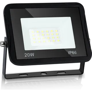 Jiubiaz LED Fluter Flutlicht Strahler Baustrahler Außenlampe IP65 Gartenstrahler Scheinwerfer 20W Kaltweiß - Schwarz