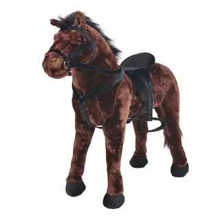 vidaXL Plüschtier Pferd Stehend Plüsch Dunkelbraun XXL