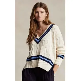 Polo Ralph Lauren für Damen. 211891676001 Ikonisches beigefarbenes Kricket-Trikot (M), Lässig, Baumwolle