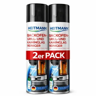 HEITMANN Backofen-, Grill- und Kaminglas Reiniger: Aktivschaum für hartnäckigen Schmutz - Kaminreiniger - Ofenreiniger - gute Haftung, 2er Pack