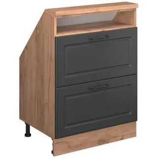 Vicco Dachschrägenschrank Rion Anthrazit Landhaus/Goldkraft Eiche mit 2 Schubladen , Holzwerkstoff , 1 Fächer , Rechteckig , 60x81.6x46 cm , Kleinmöbel, Kommoden, Kommoden
