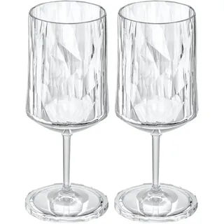 koziol Superglas Club No. 4, 2 Stück, 300 ml, Wein- & Aperitif-Glas mit Stiel aus kristallklarem Kunststoff, luxuriös, unzerbrechlich, wiederverwendbar, Party, Camping, 2er Set