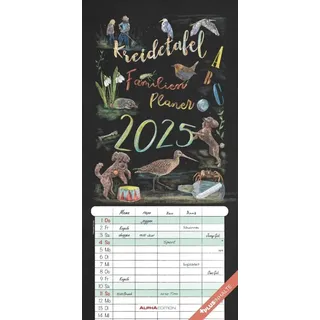 ALPHA EDITION GmbH & Co. KG Kreidetafel Familienplaner 2025 - Familienkalender 22x45 cm - 5 Spalten - Kalender mit Ferienterminen und vielen Zusatzinformationen - Wandkalender