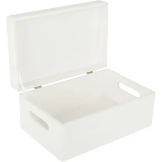 Creative Deco Weiße Holzkiste mit Deckel | 30 x 20 x 14 cm (+/- 1cm) | Erinnerungsbox Baby Groß Kasten | Ostern Holzbox mit Deckel und Griffen | Für Dokumente Wertsachen Spielzeug Werkzeuge