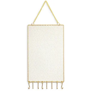 SHILIPAIJC Schmuckständer Wand - Wandregale Schmuckaufbewahrung Ohrringe Organizer - Metall Ohrringehalter mit 10 Haken Armbänder Halsketten Anzeige Geschenk für Mädchen Frauen (Rechteckig)