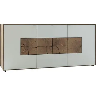 Valnatura Sideboard , Weiß, Eichefarben , Holz, Glas , Kerneiche , vollmassiv , 2 Fächer , 1 Schubladen , 175x81x49 cm , Goldenes M, Made in Germany , erweiterbar, Typenauswahl, Beimöbel erhältlich , Kleinmöbel, Kommoden, Sideboards