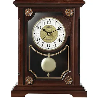 PRIM Retro Quarz-Tischuhr aus dunklem Holz 4314.54, 243x308x115mm - Braun