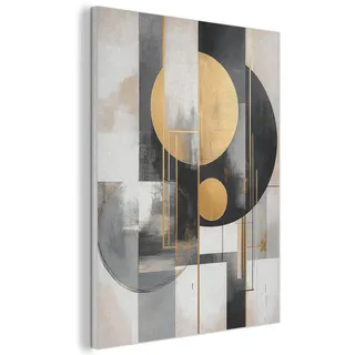 MuchoWow Akustikbild Abstrakt - Gold - Silber - Formen - Ästhetisch - Modern Kunstdruck Schlafzimmer 50x70 cm , Goldfarben , Kunststoff , Rechteckig , 50x70x0.9 cm , Tapeten & Wandverkleidungen, Akustikpaneele