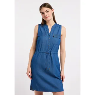 Jeanskleid RAGWEAR "ROISSIN DENIM", Damen, Gr. XL, N-Gr, blau, Web, Obermaterial: 60% Baumwolle, 40% Viskose, unifarben, kniefrei, Rundhals, Kleider Jeanskleid, Baumwoll-Viskose-Mix mit Denim-Optik und Taillenband