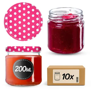 KADAX Einmachgläser 200 ml 10er Set, Dessertgläser fi66 – Marmeladengläser mit Twist-Off Deckel, Luftdicht & Spülmaschinenfest, Dickwandiges Glas