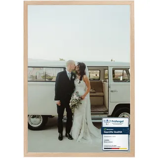 CABBEL 1x Bilderrahmen 60x80 cm Natur Rahmen 1-Pack | Dokumentenrahmen, Collage, Poster | MDF Holz-Posterrahmen Acrylglas | Picture Frame, Puzzlerahmen, Bilder, Fotorahmen zum Aufhängen