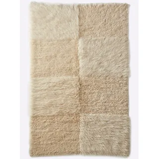 Teppich HEINE HOME Gr. 8, beige (natur), B:200cm H:70mm L:200cm, Schurwolle, Wolle, Teppiche, Teppich
