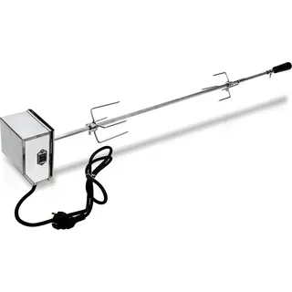 TolleTour BBQ Grillspieß Set Elektrischer Drehspieß für Gasgrill Rotisserie Grill mit 2x Fleischnadeln und Edelstahl Motor 220V-240V Motorhalterung mit Edelstahl Fleischklammern