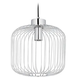 Relaxdays Hängelampe Metall, Textil, 29x145x29 cm, E27, Küche, Schlaf- & Wohnzimmer, Pendelleuchte Chrom, silber