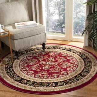 SAFAVIEH Traditionell Teppich für Wohnzimmer, Esszimmer, Schlafzimmer - Lyndhurst Collection, Kurzer Flor, Rot und Schwarz, 120 x 120 cm