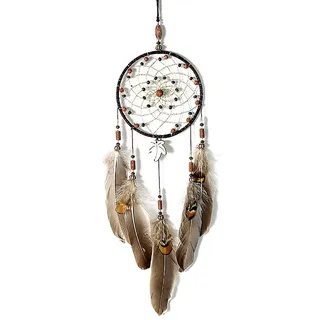 IMMIGOO Traumfänger Handgefertigt Traditionelles Dreamcatcher Indischen Gute Träume Wand Zimmer Auto Deko Ornament Geschenk,für Geburtstag, Braun