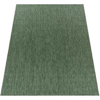Paco Home In- , Outdoor Teppich Flachgewebe einfarbig modern wetterfest für Terrasse Küche Grösse 120x160 cm - Grün