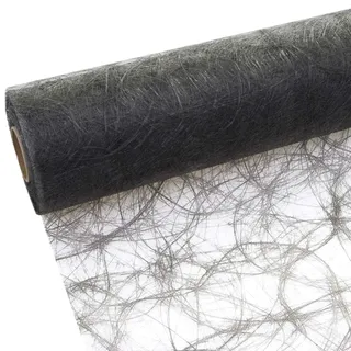 Deko AS - Sizoweb Tischband - 25 Meter Rolle + 100 Deko Sterne in Gold Gratis (20cm Breite, Dunkelgrau)