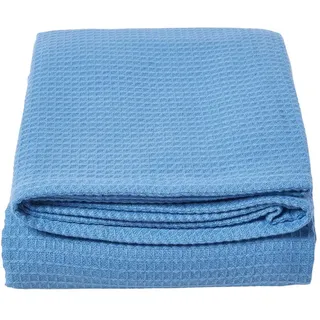 Homescapes Bio-Wohndecke Waffelpiqué 230/280 cm , Blau , Textil , Uni , Rechteckig , 280x230 cm , Oeko-Tex® , Heimtextilien, Wohntextilien, Decken