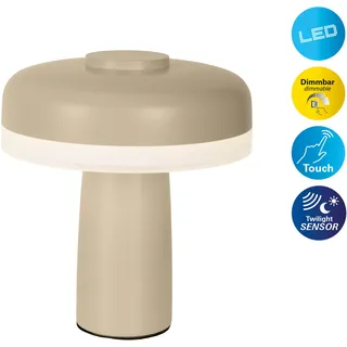 NÄVE LED Tischleuchte "Pilu", beige, 1, H: 16,5cm, 1 Stk., Leuchten, Akku, inkl. USB-Kabel 80cm, stufenweise dimmbar per Berührungssensor, LED Tischleuchte