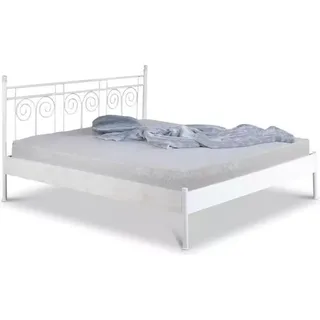 Metallbett Ida – 100 x 200 cm / weiss-kupfer-gewischt