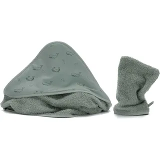 Fillikid Kapuzenhandtuch "Kapuzenbadetuch mit Waschhandschuh", wal