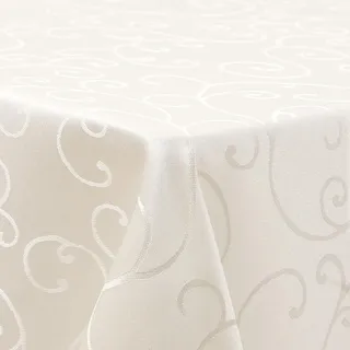 Homaxy Tischdecke Abwaschbar Rechteckig 130x160cm Polyester Tischtuch Tafeldecke Jacquard Tischwäsche Ornamente Schmutzabweisend Pflegeleicht, Beige